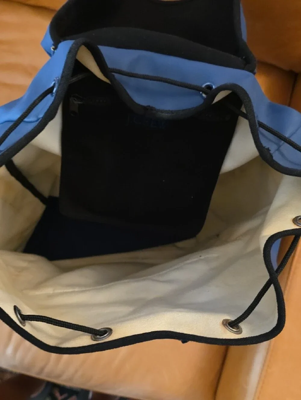 J. Crew Navy Blue Canvas Backpack with Black Straps
